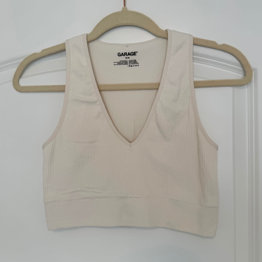 Garage Seamless Ribbed Crop Top in Ivory